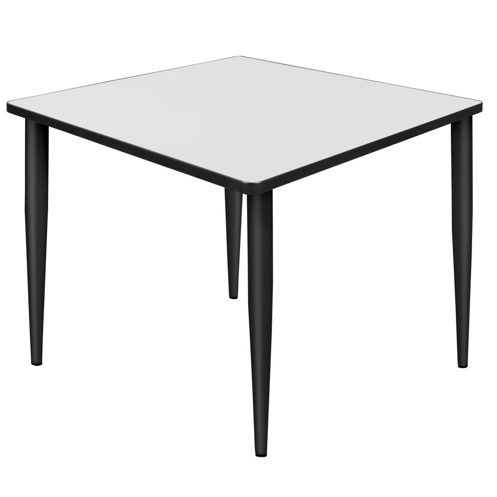 Kahlo 36" Square Tapered Leg Table- White/ Black. Picture 1