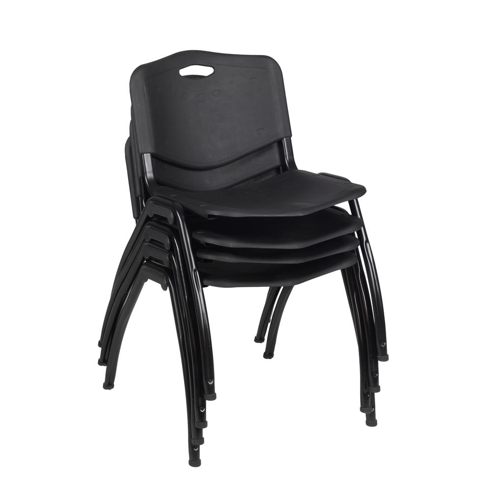 Regency Kahlo 36 in. Round Breakroom Table- Ash Grey Top, Black Base & 4 M Stack Chairs- Black. Picture 6
