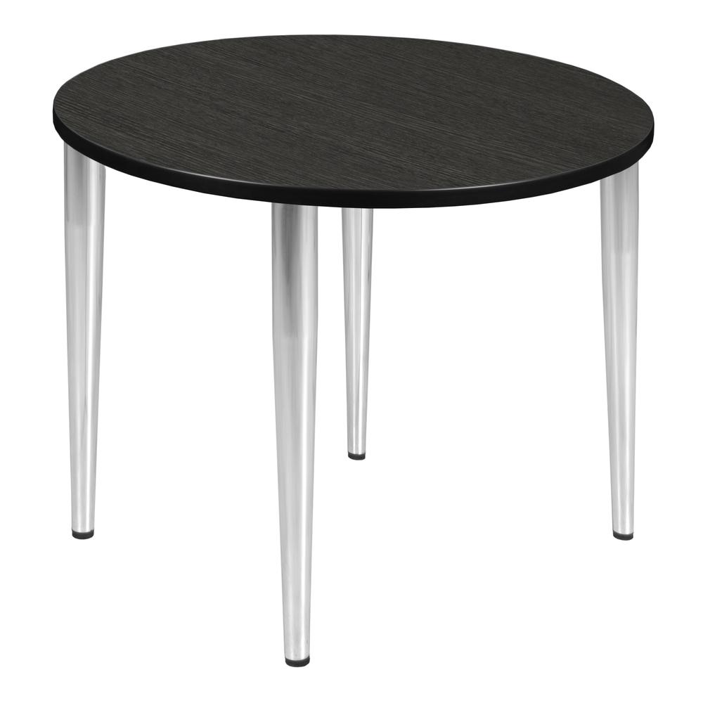 Kahlo 36" Round Tapered Leg Table- Ash Grey/ Chrome. Picture 1