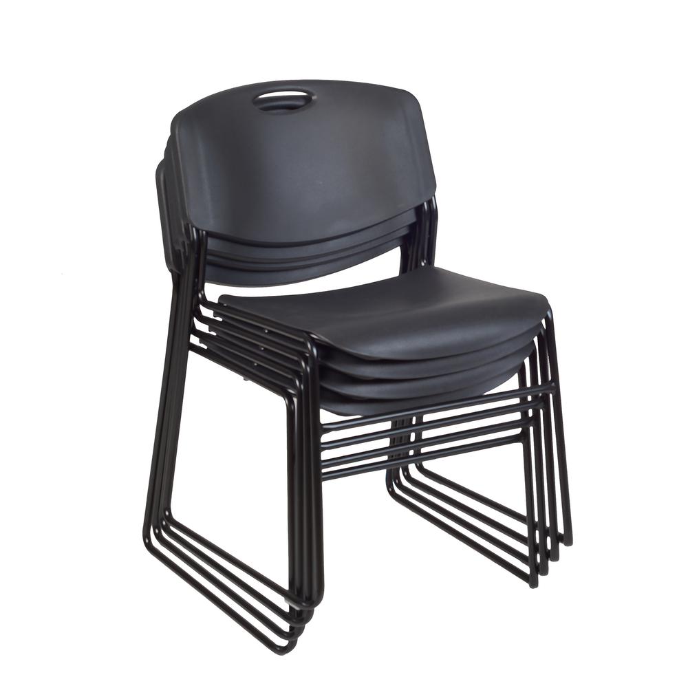 Regency Kahlo 36 in. Round Breakroom Table- Cherry Top, Black Base & 4 Zeng Stack Chairs- Black. Picture 6