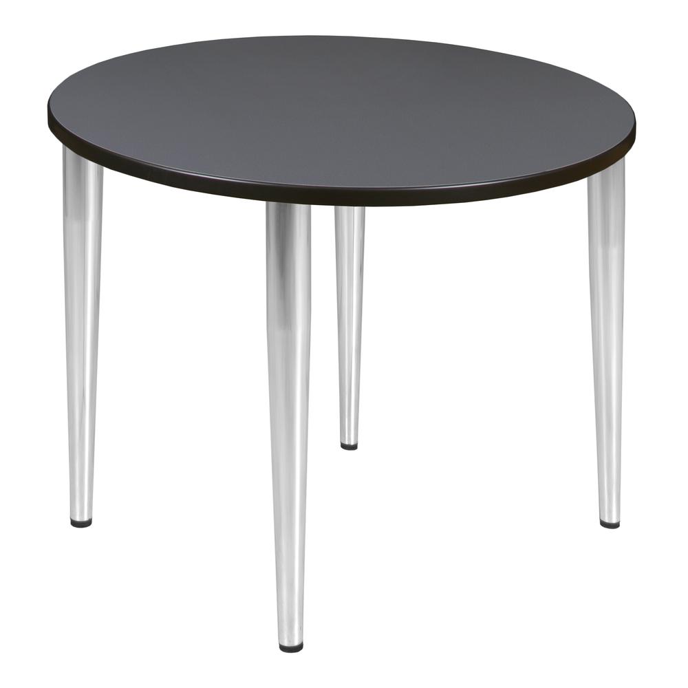 Kahlo 36" Round Tapered Leg Table- Grey/ Chrome. Picture 1