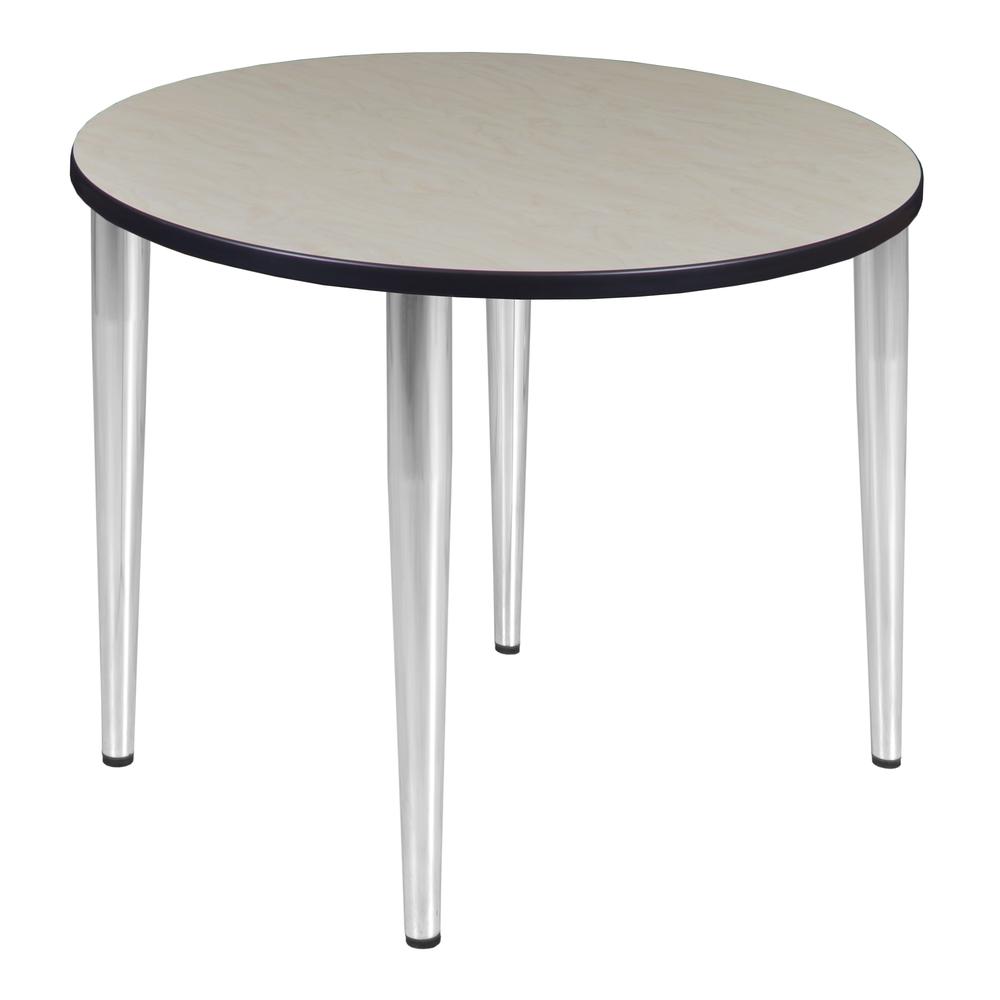Kahlo 36" Round Tapered Leg Table- Maple/ Chrome. Picture 1