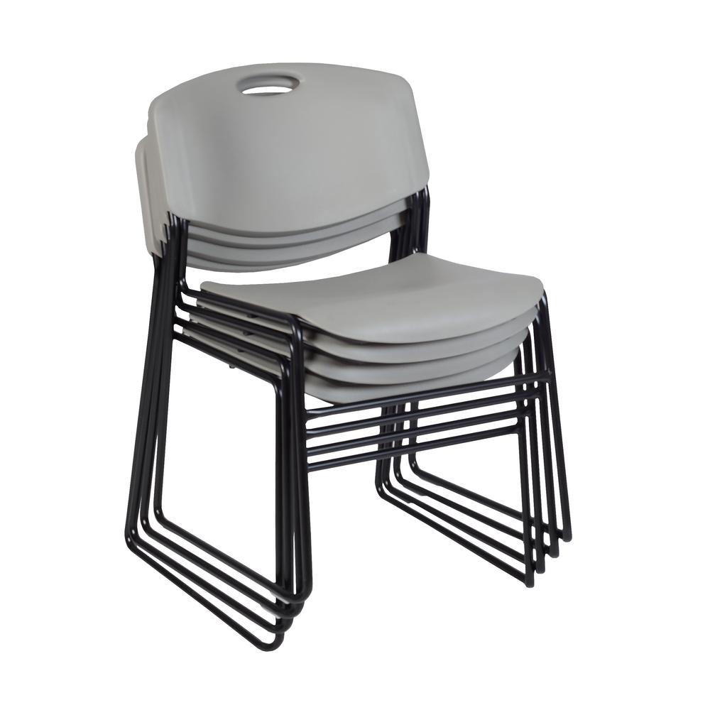 Regency Kahlo 36 in. Round Breakroom Table- White, Black Base & 4 Zeng Stack Chairs- Grey. Picture 6