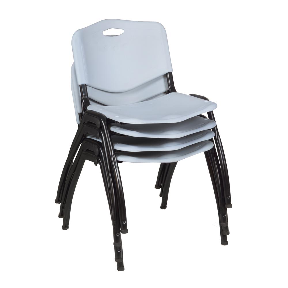 Regency Kahlo 36 in. Round Breakroom Table- White, Black Base & 4 M Stack Chairs- Grey. Picture 6
