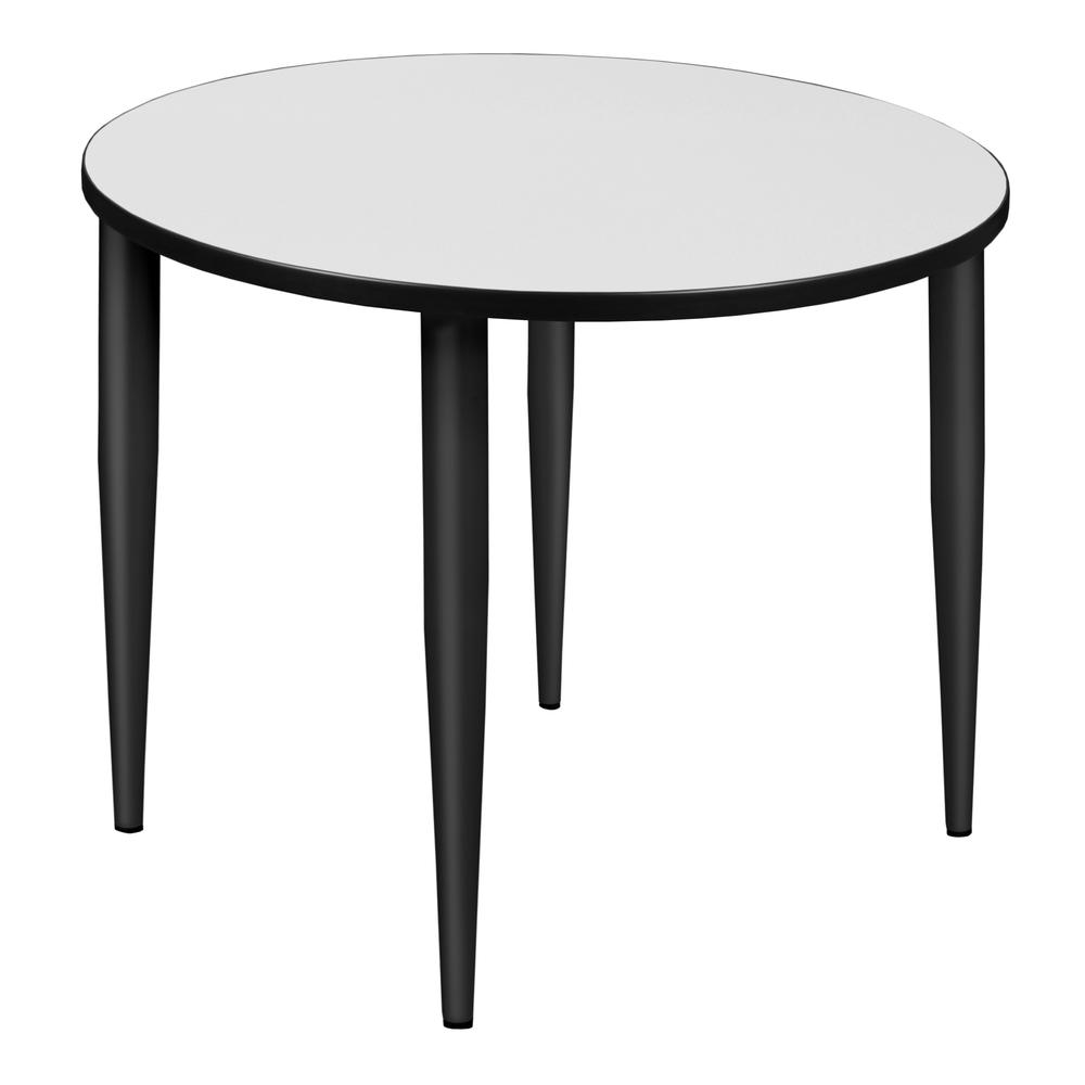 Kahlo 42" Round Tapered Leg Table- White/ Black. Picture 1