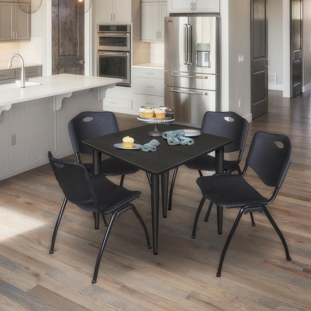 Regency Kahlo 48 in. Square Breakroom Table- Ash Grey Top, Black Base & 4 M Stack Chairs- Black. Picture 9