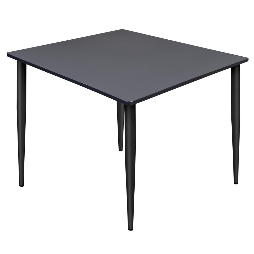 Kahlo 48" Square Tapered Leg Table- Grey/ Black. Picture 1