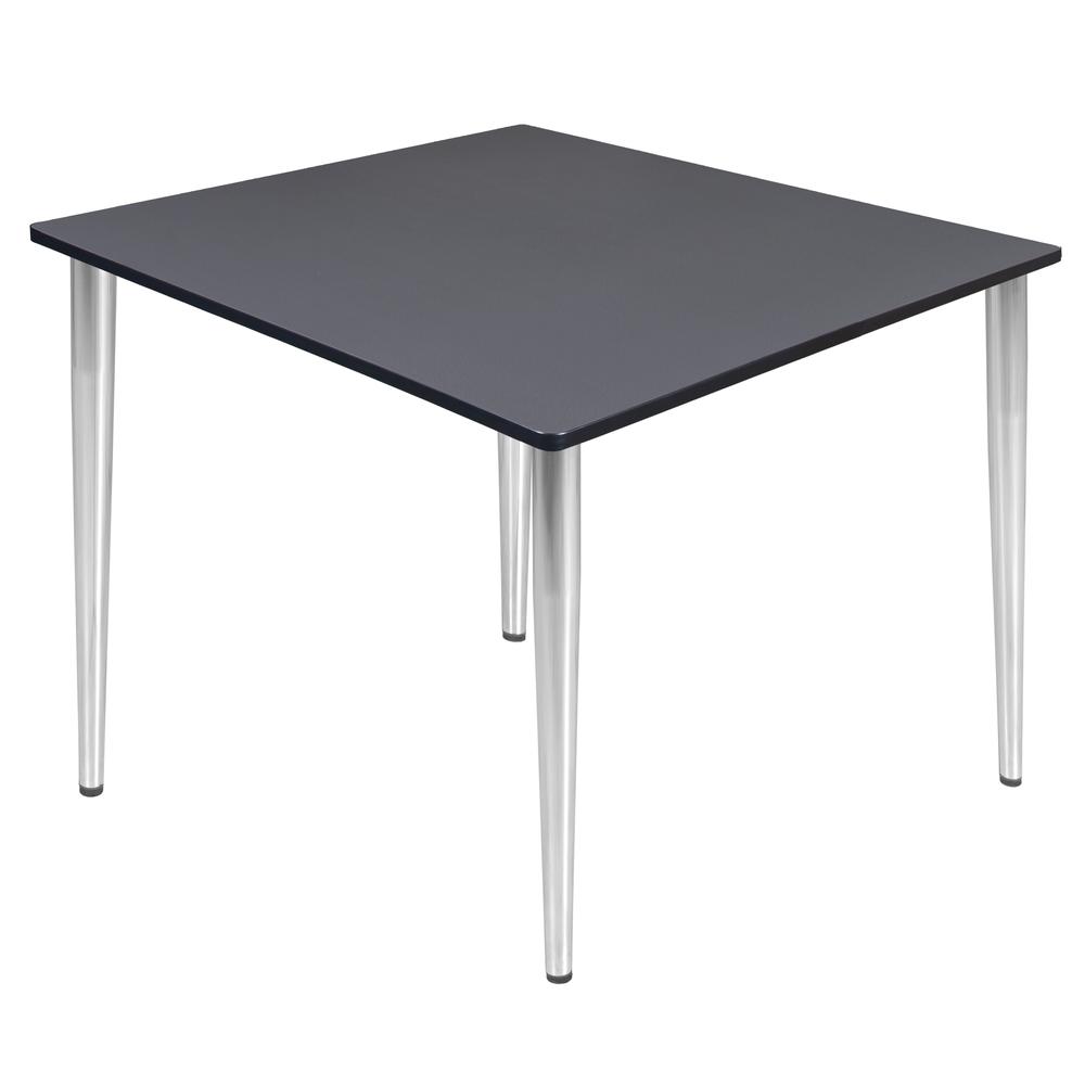 Kahlo 48" Square Tapered Leg Table- Grey/ Chrome. Picture 1
