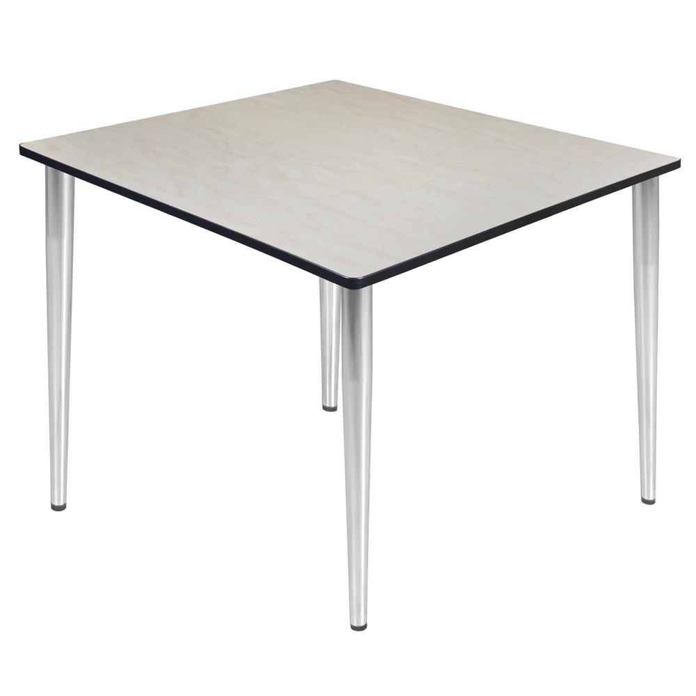 Kahlo 48" Square Tapered Leg Table- Maple/ Chrome. Picture 1