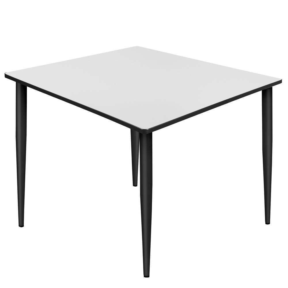 Kahlo 48" Square Tapered Leg Table- White/ Black. Picture 1