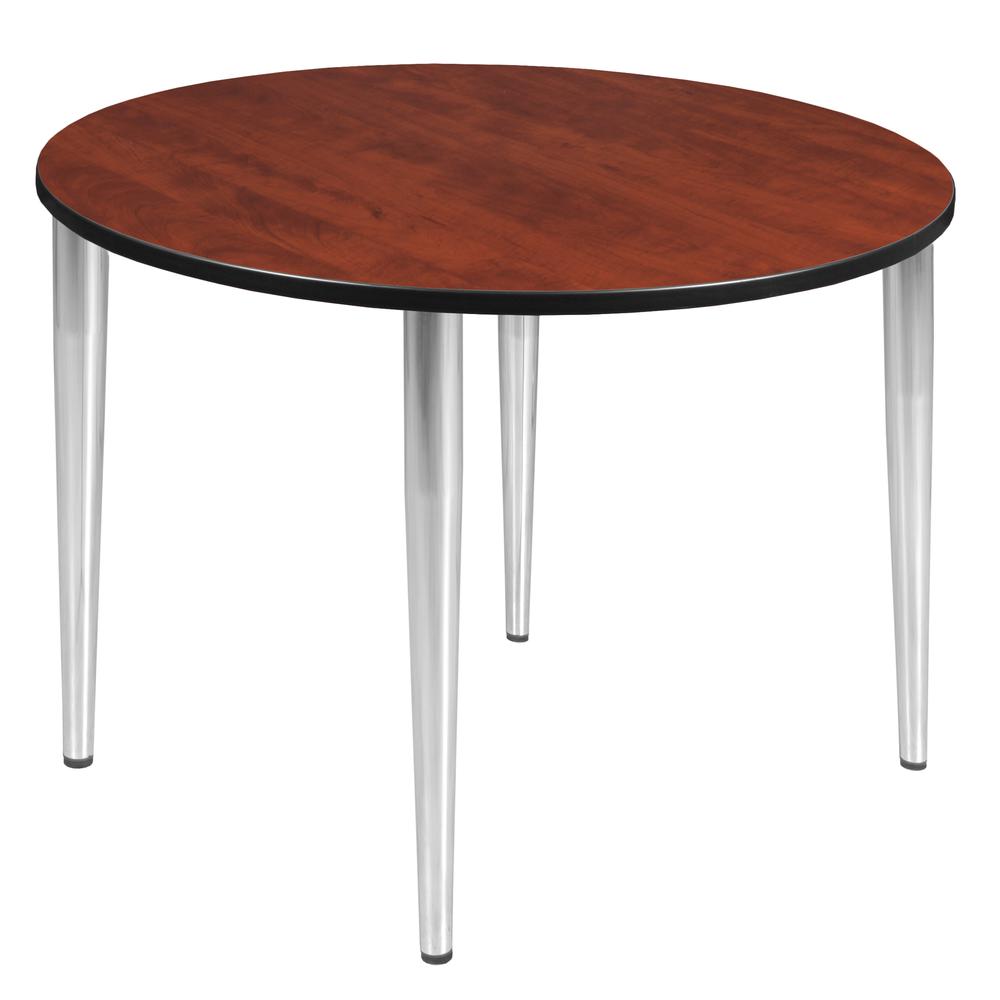 Kahlo 48" Round Tapered Leg Table- Cherry/ Chrome. Picture 1