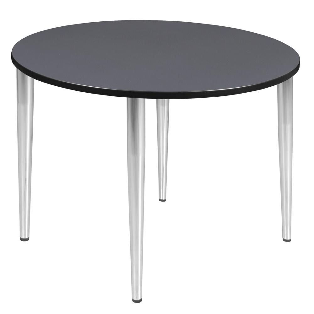 Kahlo 48" Round Tapered Leg Table- Grey/ Chrome. Picture 1
