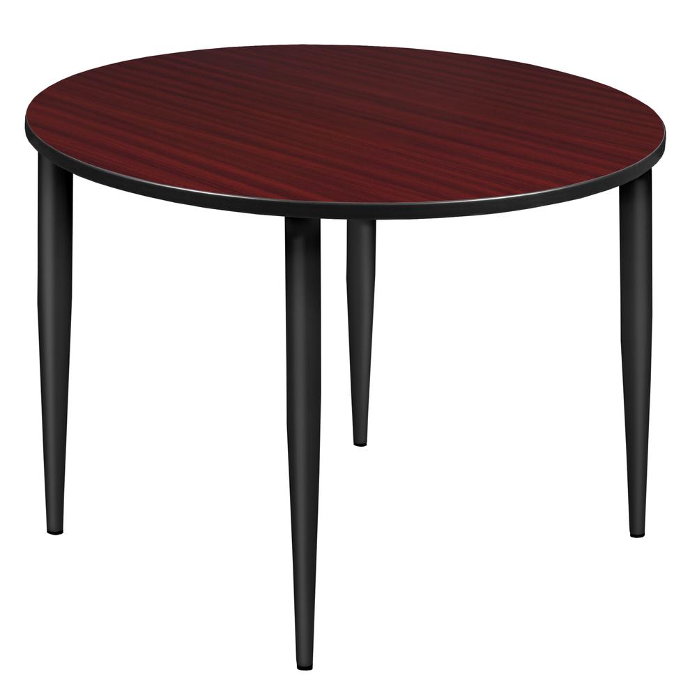 Kahlo 48" Round Tapered Leg Table- Mahogany/ Black. Picture 1