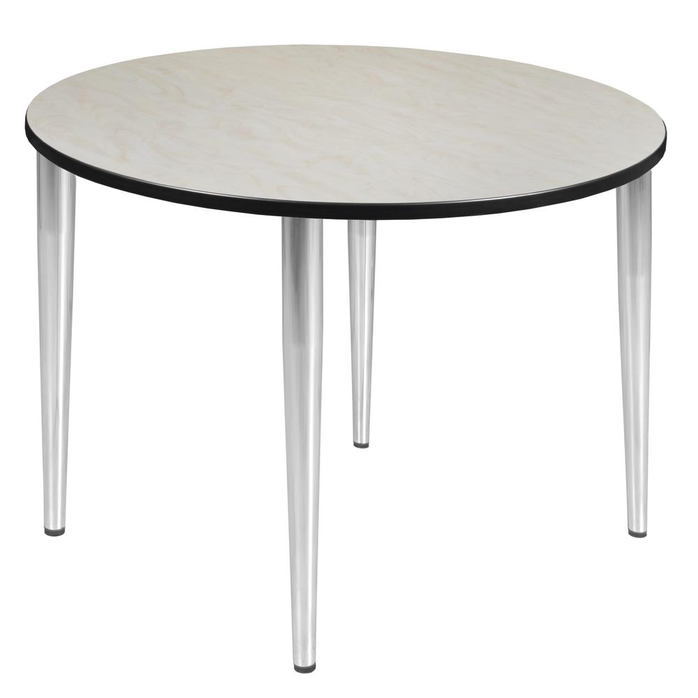 Kahlo 48" Round Tapered Leg Table- Maple/ Chrome. Picture 1