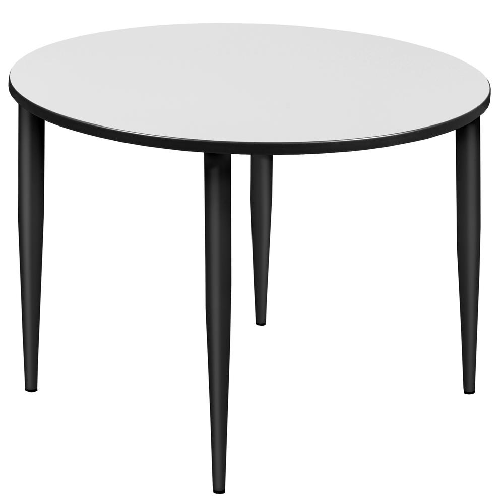 Kahlo 48" Round Tapered Leg Table- White/ Black. Picture 1