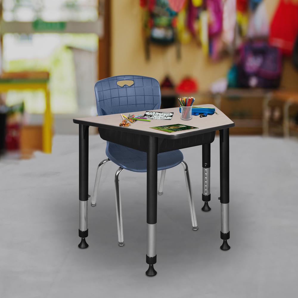 36" x 23" x 19" Trapezoid Height Adjustable School Desk with Book Storage- Maple. Picture 9