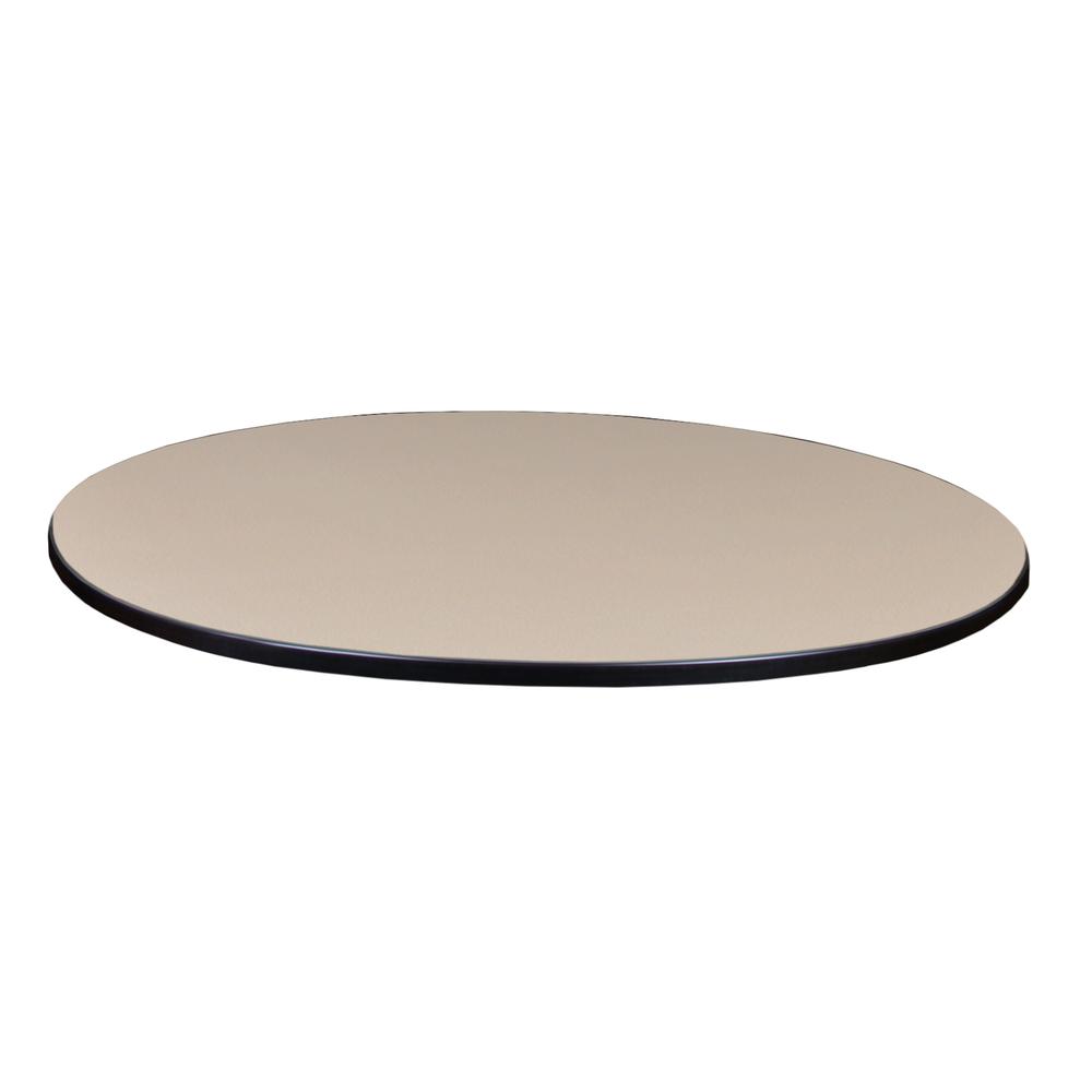 30" Round Slim Table Top- Beige/ Grey. Picture 1