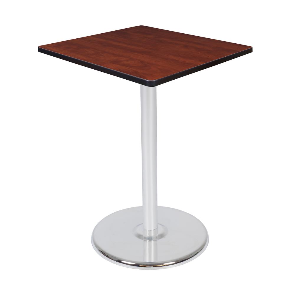 Via Cafe High 30" Square Platter Base Table- Cherry/Chrome. Picture 1