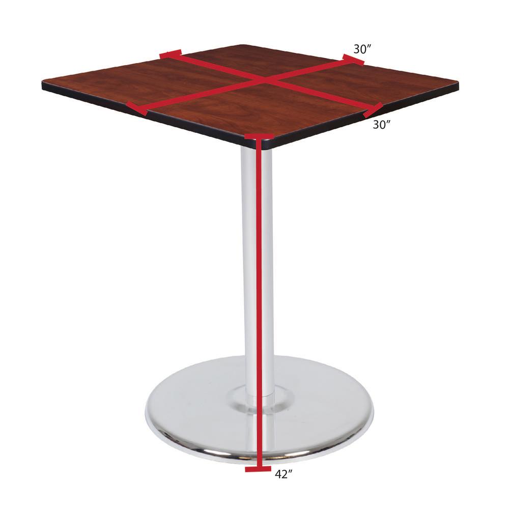 Via Cafe High 30" Square Platter Base Table- Cherry/Chrome. Picture 4