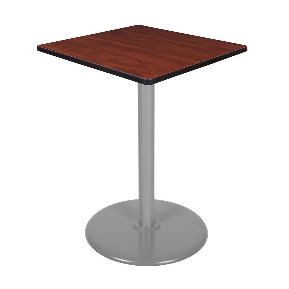 Via Cafe High 30" Square Platter Base Table- Cherry/Grey. Picture 1