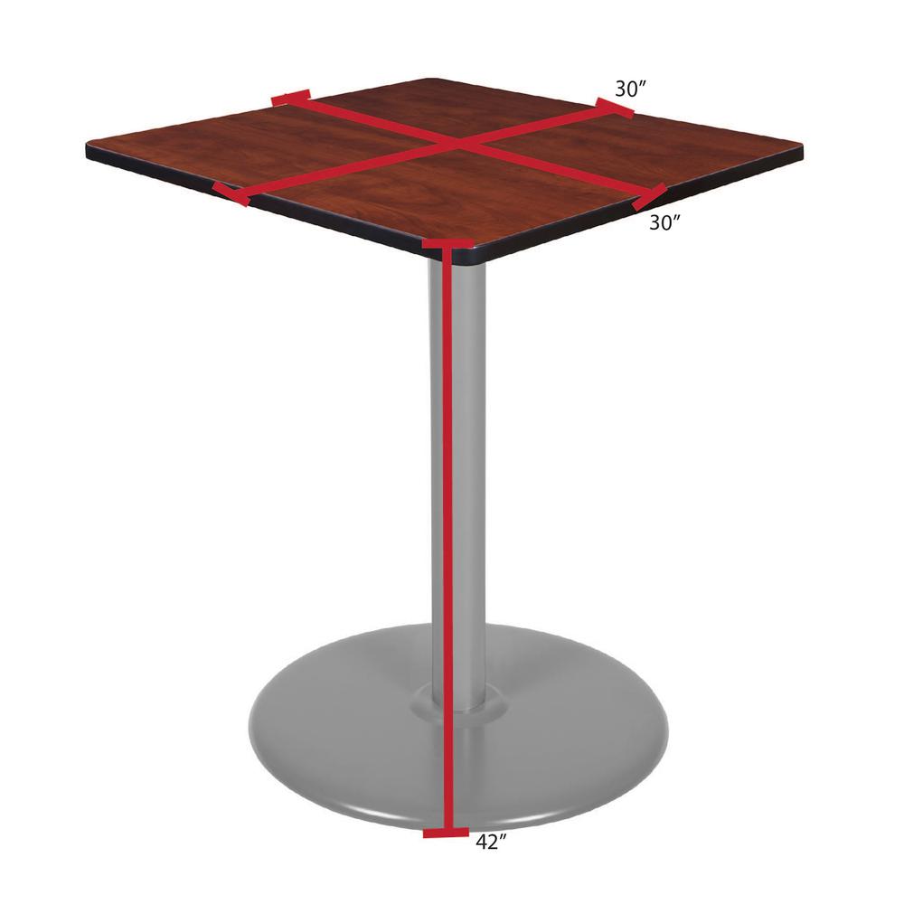 Via Cafe High 30" Square Platter Base Table- Cherry/Grey. Picture 4
