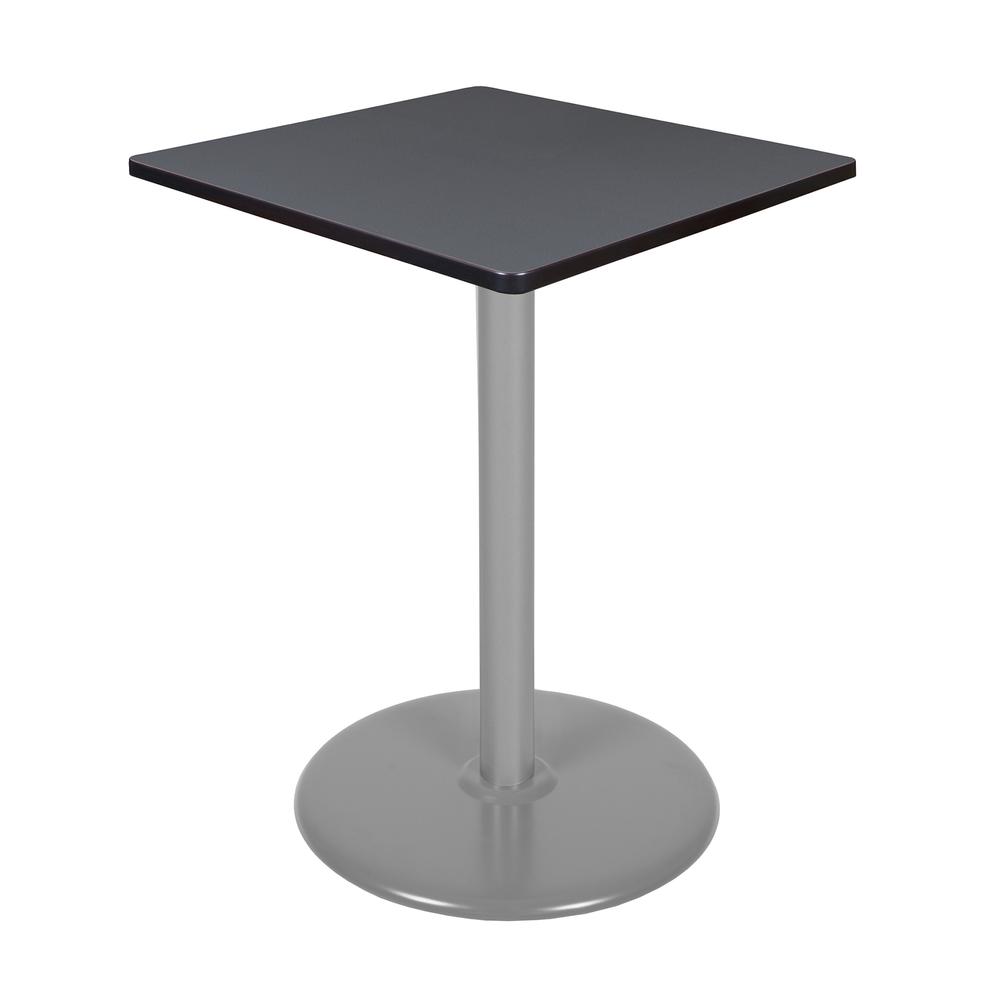 Via Cafe High 30" Square Platter Base Table- Grey/Grey. Picture 1