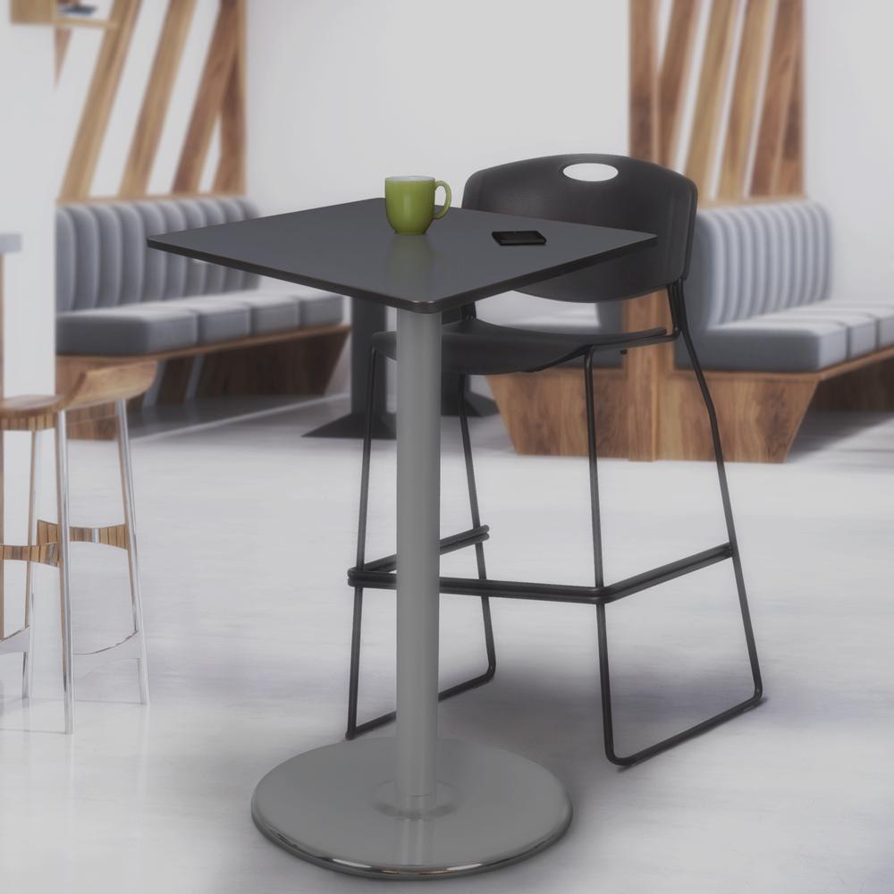 Via Cafe High 30" Square Platter Base Table- Grey/Grey. Picture 3