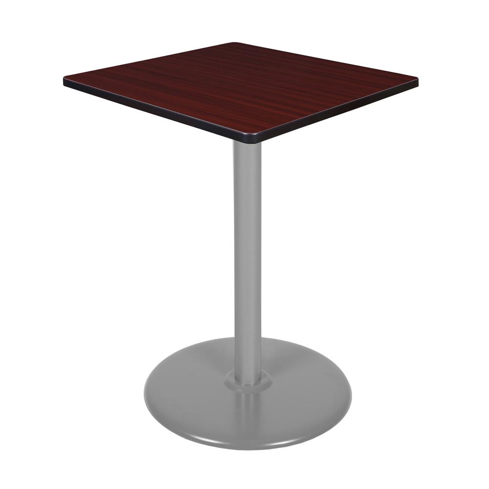 Via Cafe High 30" Square Platter Base Table- Mahogany/Grey. Picture 1