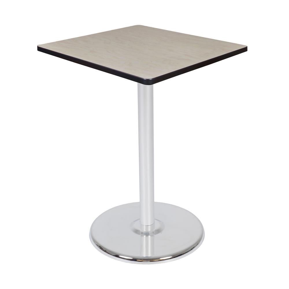 Via Cafe High 30" Square Platter Base Table- Maple/Chrome. Picture 1