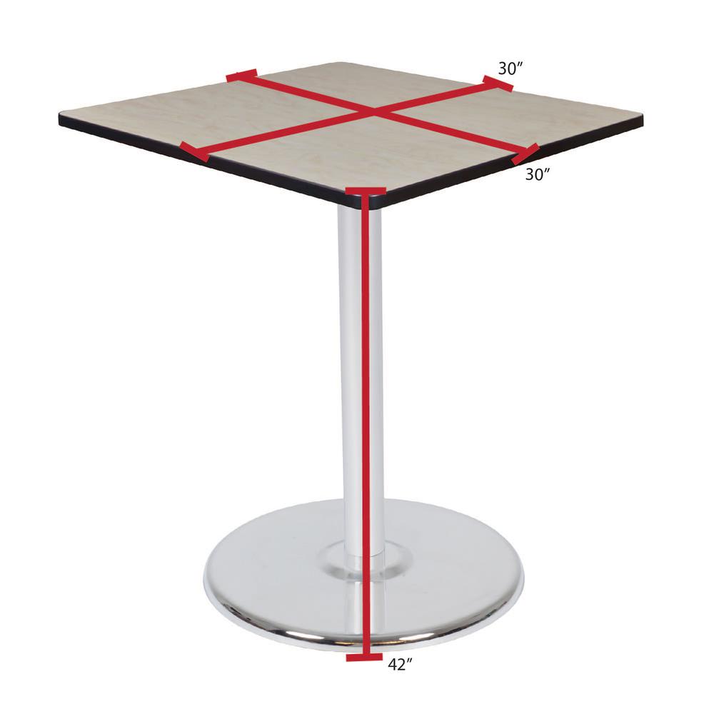 Via Cafe High 30" Square Platter Base Table- Maple/Chrome. Picture 4