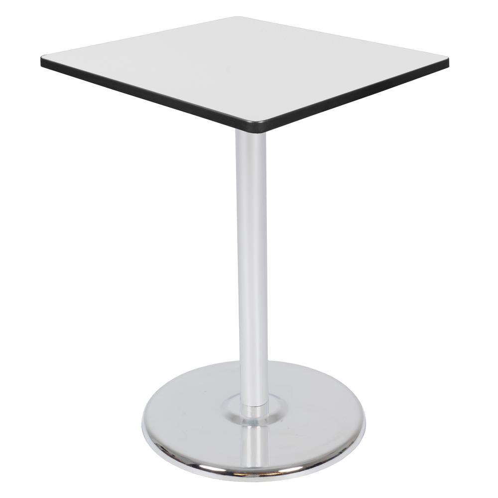 Via Cafe High 30" Square Platter Base Table- White/Chrome. Picture 1