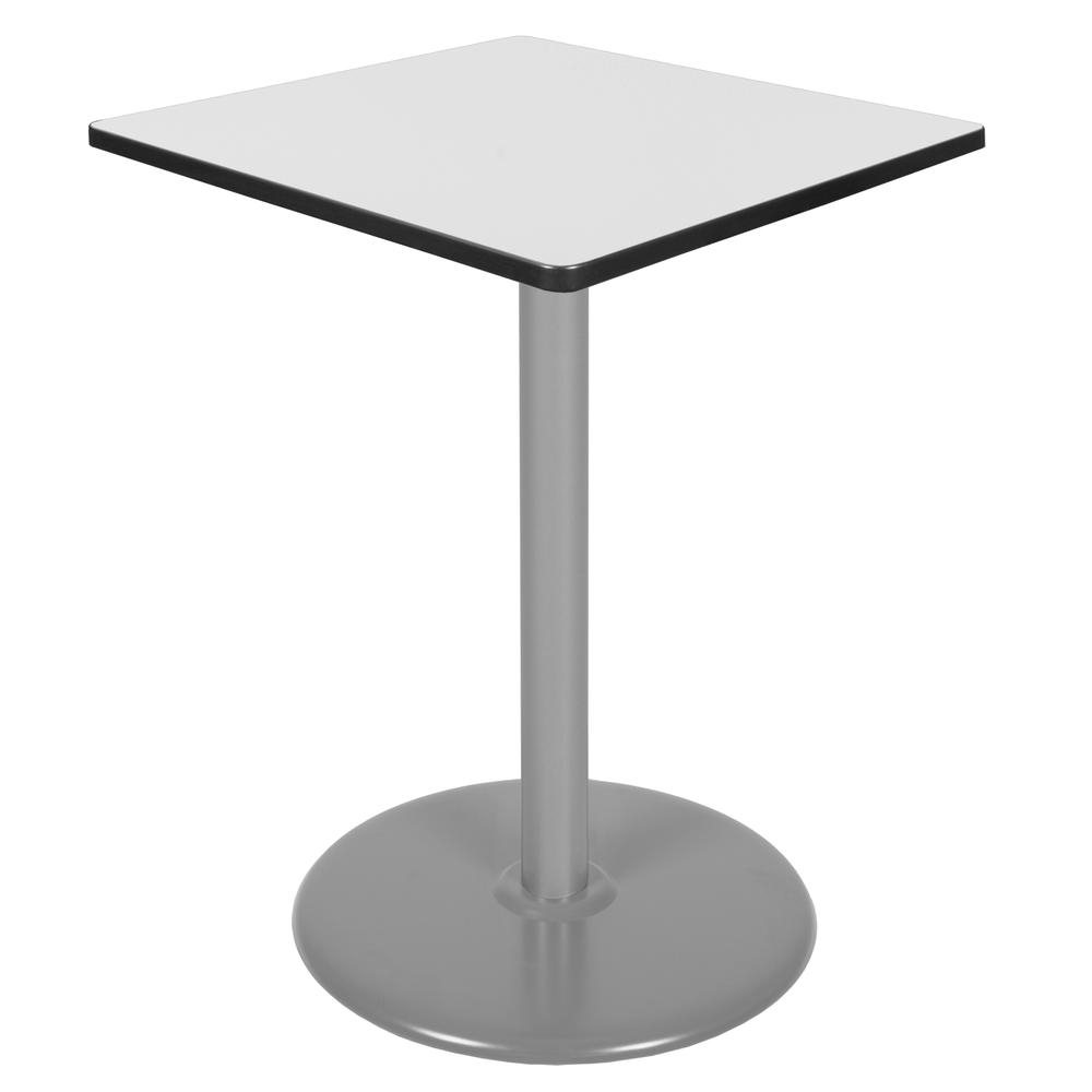 Via Cafe High 30" Square Platter Base Table- White/Grey. Picture 1
