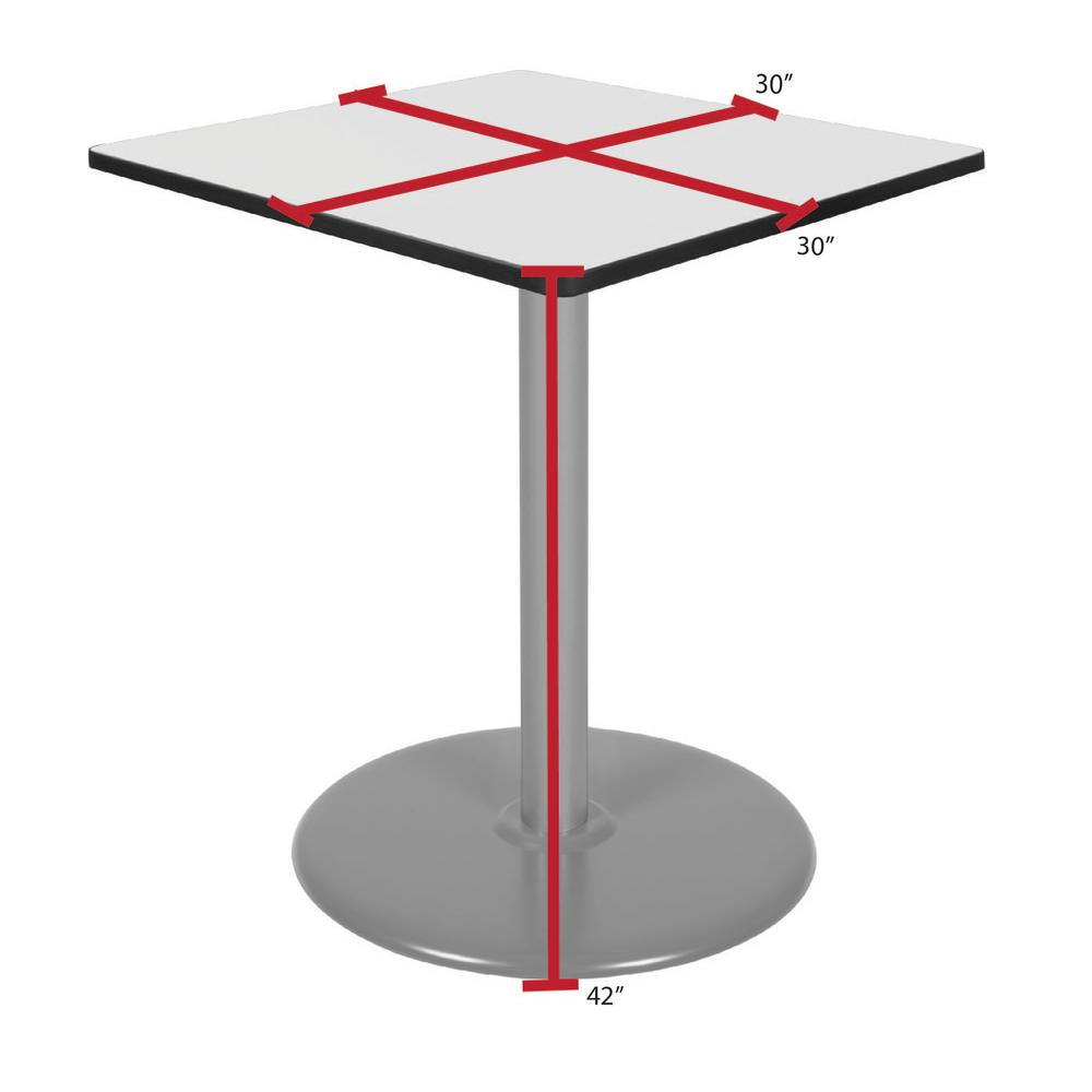 Via Cafe High 30" Square Platter Base Table- White/Grey. Picture 4