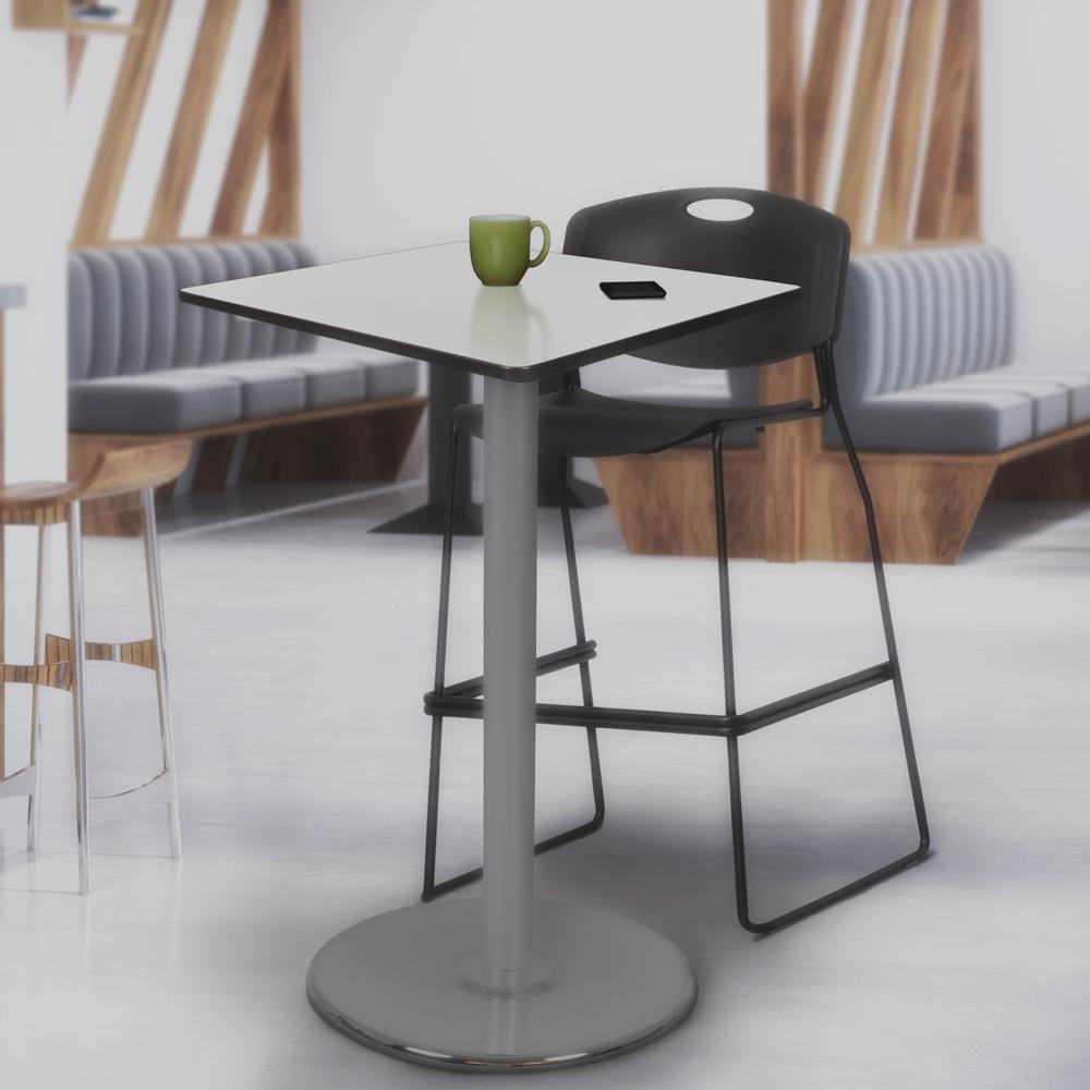 Via Cafe High 30" Square Platter Base Table- White/Grey. Picture 3