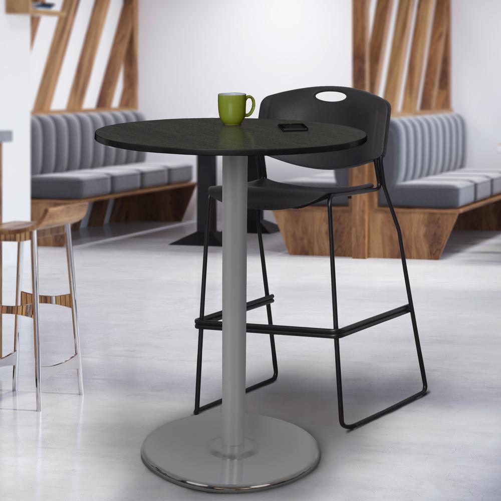 Via Cafe High 30" Round Platter Base Table- Ash Grey/Grey. Picture 3
