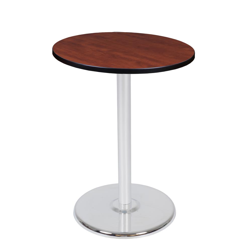 Via Cafe High 30" Round Platter Base Table- Cherry/Chrome. Picture 1