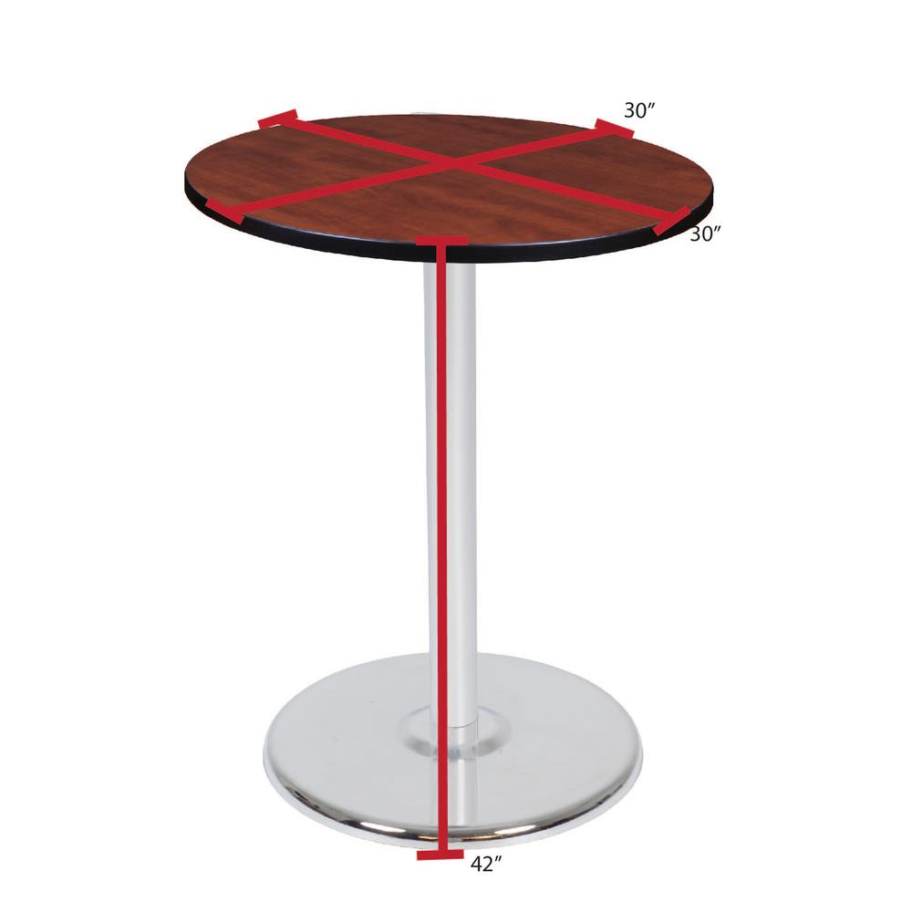 Via Cafe High 30" Round Platter Base Table- Cherry/Chrome. Picture 4