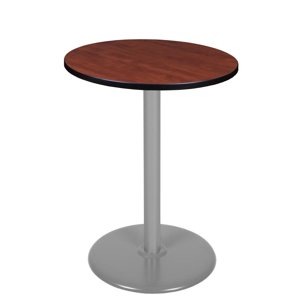 Via Cafe High 30" Round Platter Base Table- Cherry/Grey. Picture 1