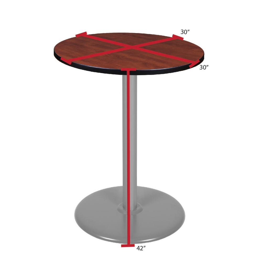 Via Cafe High 30" Round Platter Base Table- Cherry/Grey. Picture 4