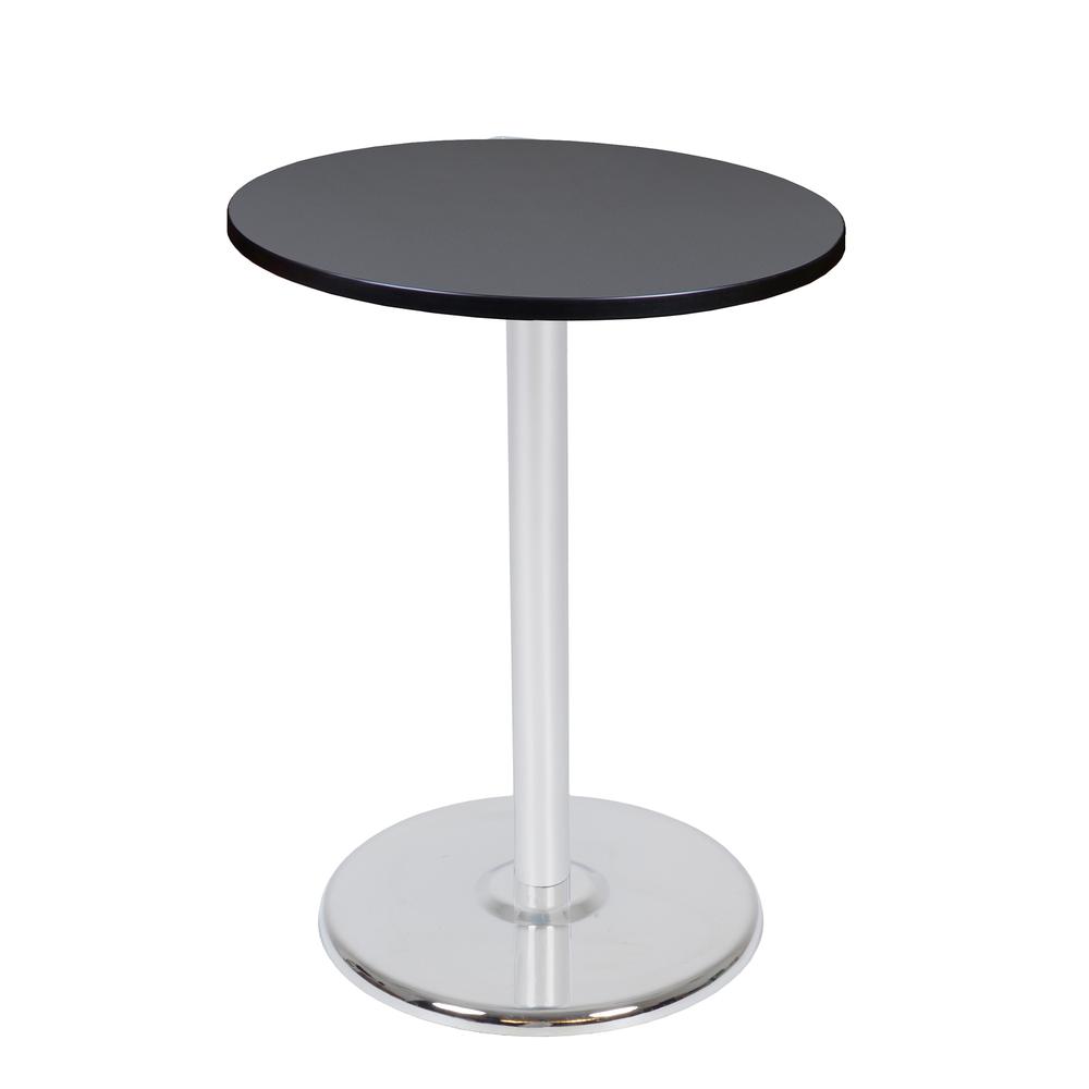 Via Cafe High 30" Round Platter Base Table- Grey/Chrome. Picture 1
