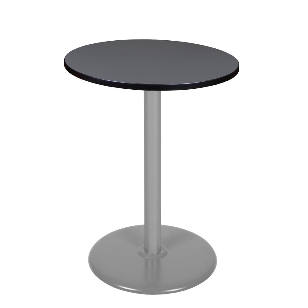 Via Cafe High 30" Round Platter Base Table- Grey/Grey. Picture 1