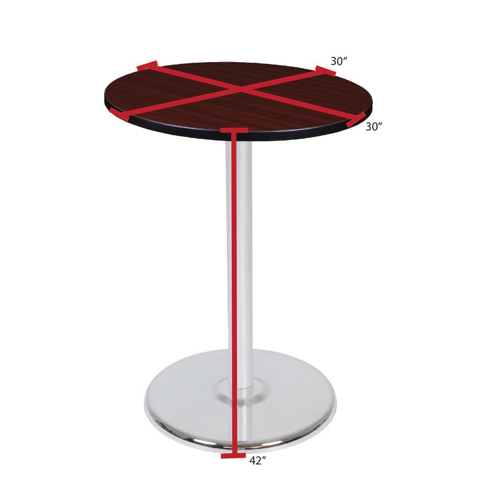 Via Cafe High 30" Round Platter Base Table- Mahogany/Chrome. Picture 4