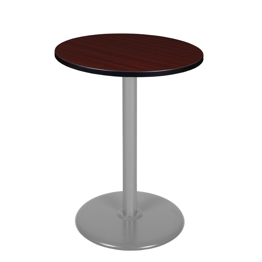 Via Cafe High 30" Round Platter Base Table- Mahogany/Grey. Picture 1