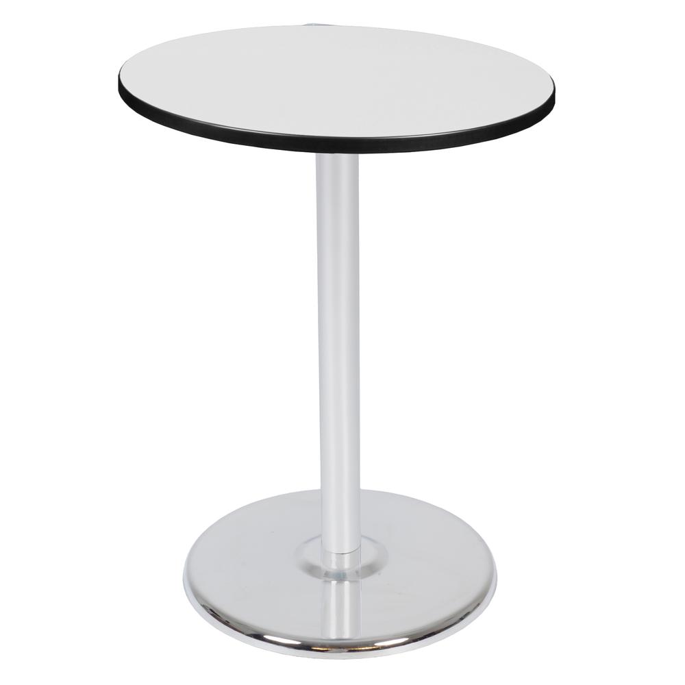 Via Cafe High 30" Round Platter Base Table- White/Chrome. Picture 1
