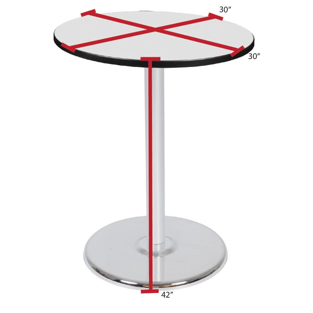Via Cafe High 30" Round Platter Base Table- White/Chrome. Picture 4