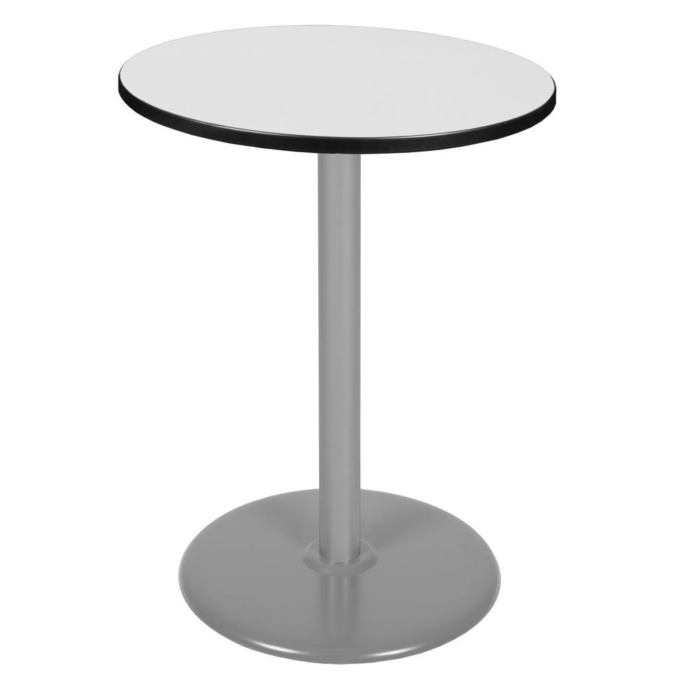 Via Cafe High 30" Round Platter Base Table- White/Grey. Picture 1