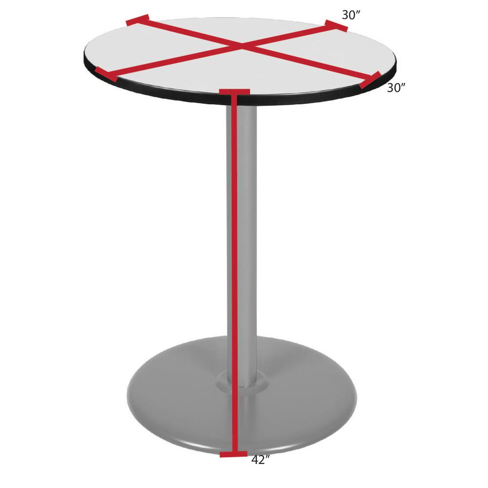 Via Cafe High 30" Round Platter Base Table- White/Grey. Picture 4
