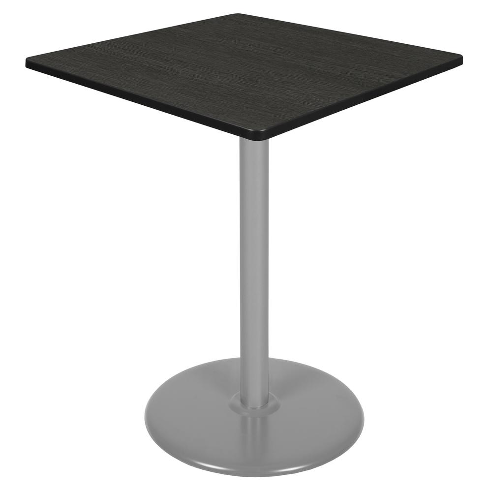 Via Cafe High 36" Square Platter Base Table- Ash Grey/Grey. Picture 1
