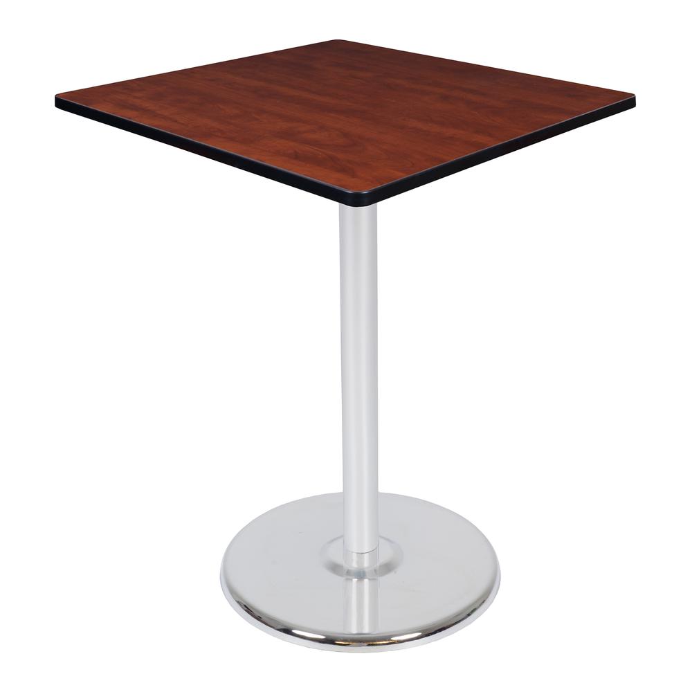 Via Cafe High 36" Square Platter Base Table- Cherry/Chrome. Picture 1