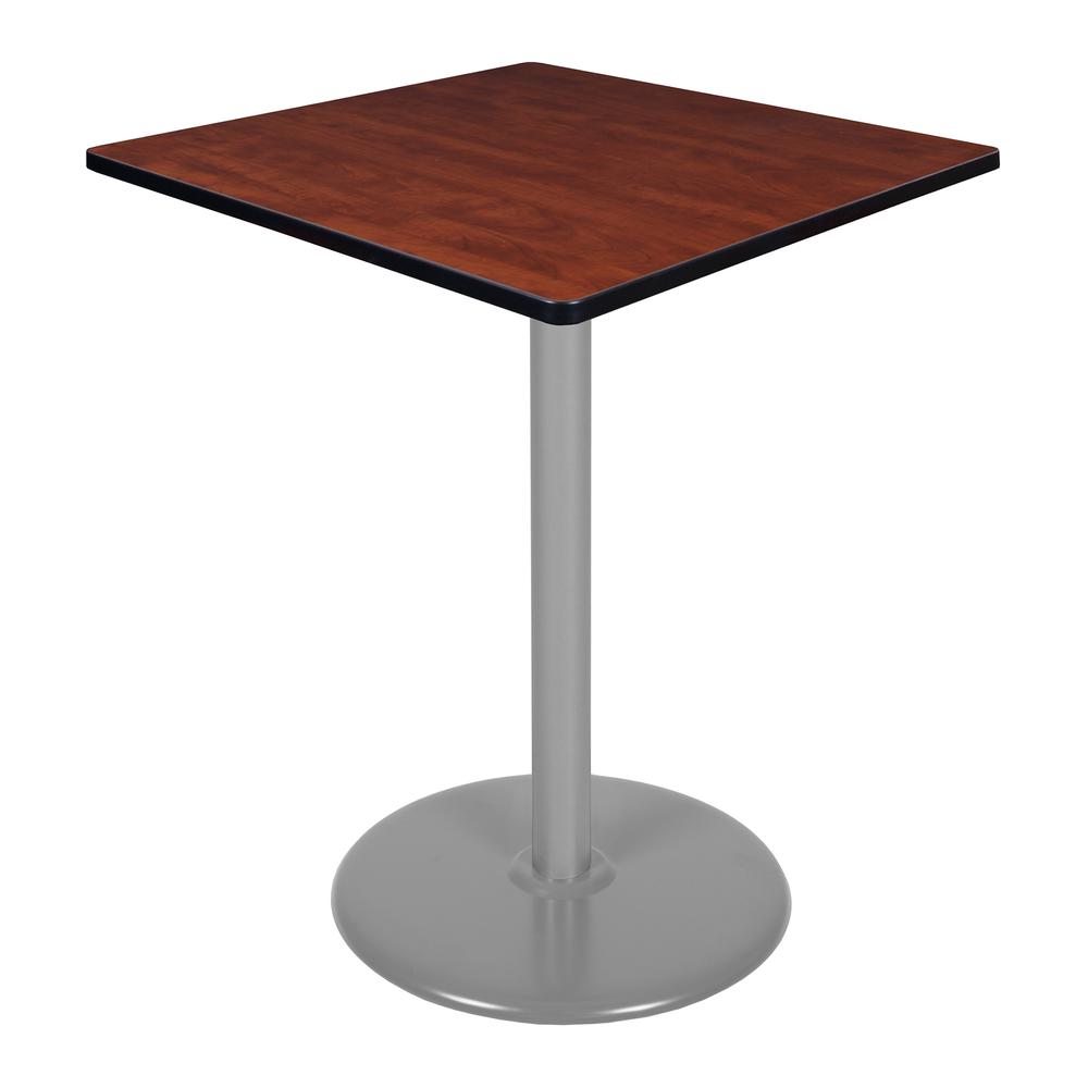 Via Cafe High 36" Square Platter Base Table- Cherry/Grey. Picture 1